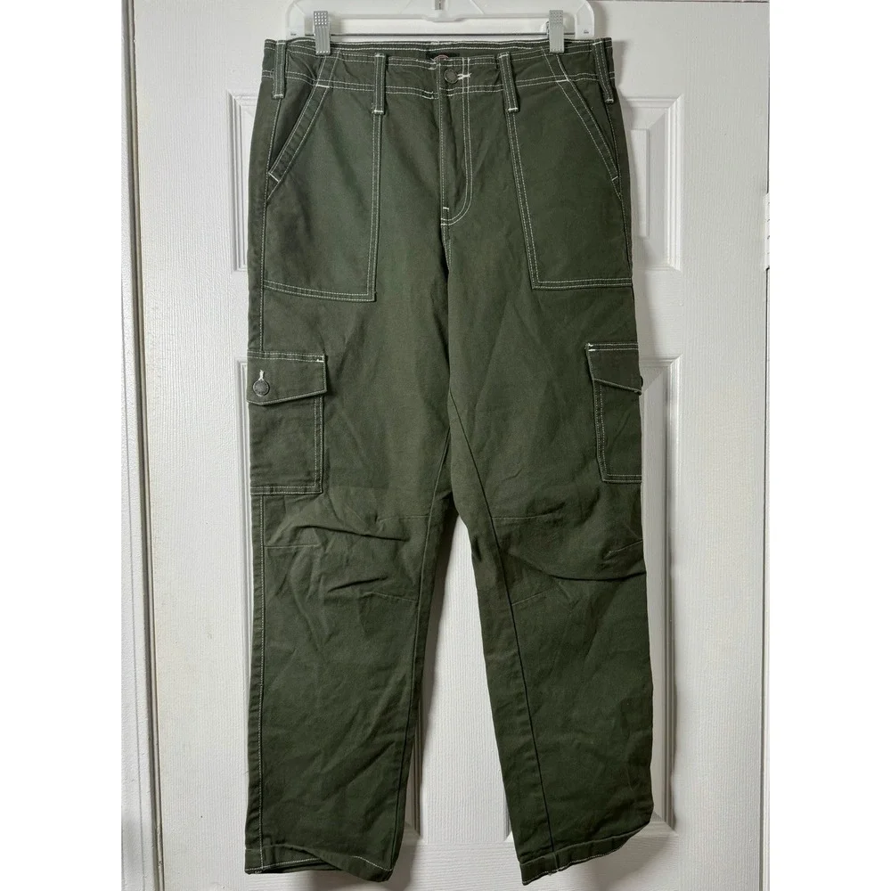 Distressed Dickies Carpenter Pants Olive Size 30x30 Y2K Workwear Grunge Skater